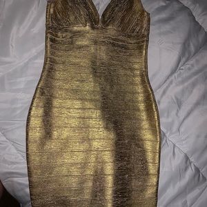Gold sexy Bandage Dress